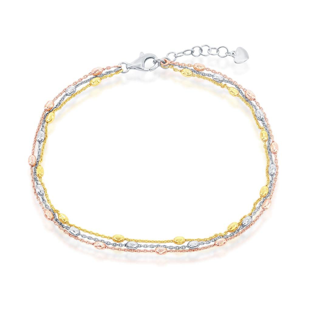 Choosing the Right Jewelry: A Guide to Selecting a Sterling Silver Italian Tri-Color Triple Strand Oval Beaded Anklet